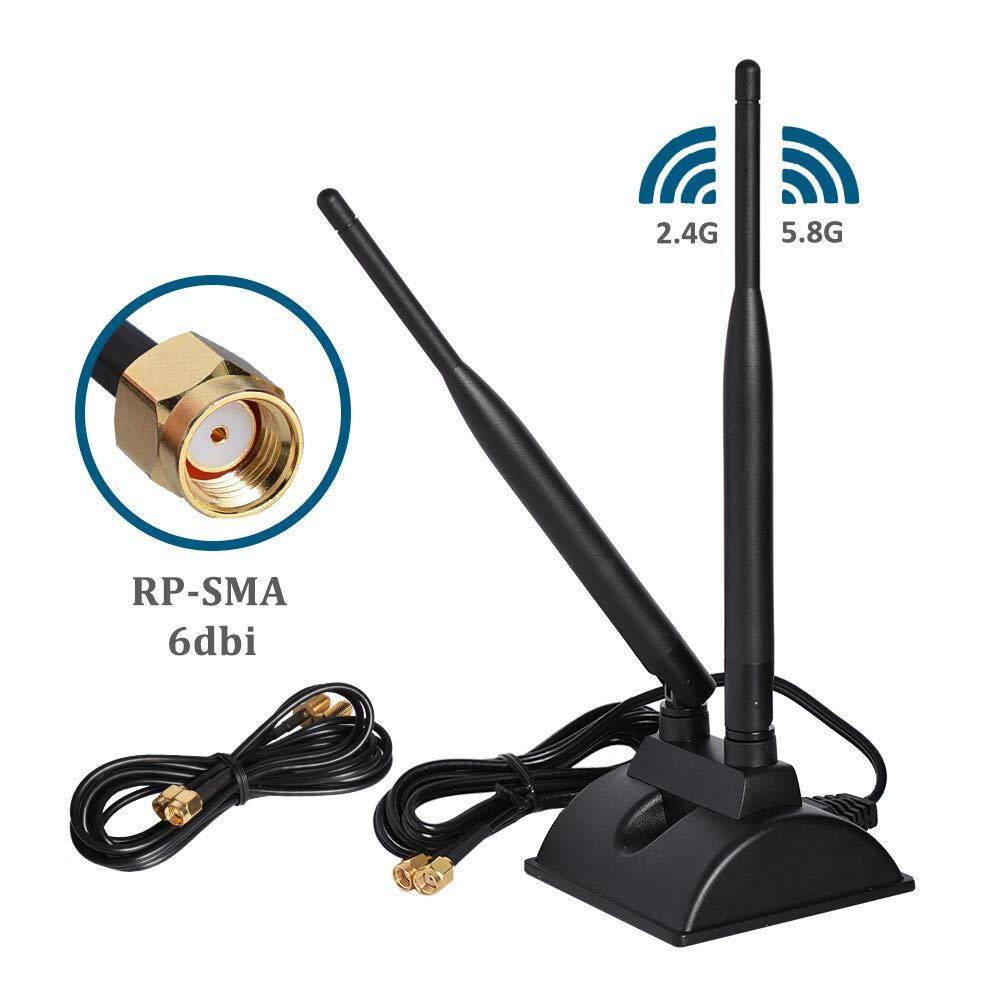 6dBi WiFi Antenna with RP-SMA Male Connector 2.4GHz 5GHz Dual Band Wireless Antenna with Magnetic Base for PCI-E WiFi Network Card WiFi Wireless Router Mobile Hotspot  Specification:6D
