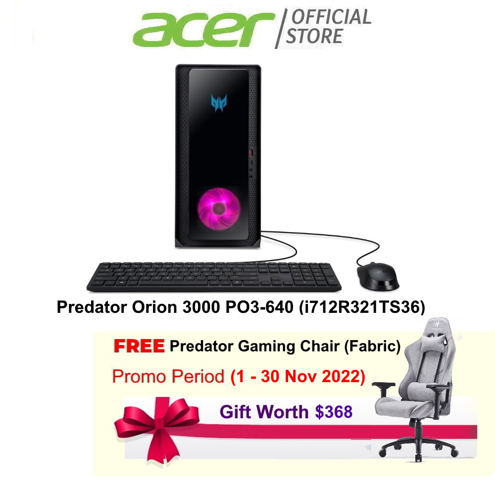 Predator Orion 3000 PO3-640 (i712R321TS36) Gaming Desktop | NVIDIA RTX 3060 | Intel i7-12700F| 32GB RAM