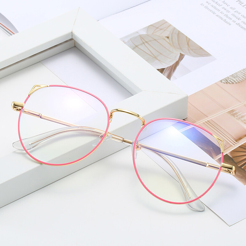 IMPALA FL1617W Cute Cat Ear Anti Blue Glasses for Girl Korean Style Anti Fatigue Eyewear Women UV400 Filter Resin HD Lens Glasses Protect Eyes