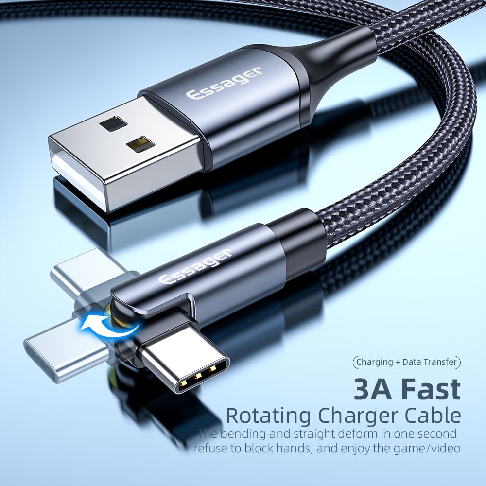 Essager 1m/2m USB Cable USB Type C USB Cable Durable Fast Charging Cable For Samsung Huawei MediaPad Honor Play Data Cable for Xiaomi USB Cord