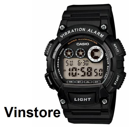 [Vinstore] Casio W-735H Black Resin Vibration Alarm Sports Men Watch W-735H-1AVDF W-735H-1A W735H-1AV