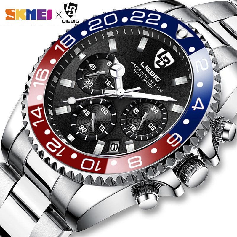 SKMEI LIEBIG New Men Sports Fashion Watches Quartz Stainless Steel Waterproof Wristwatches 2011