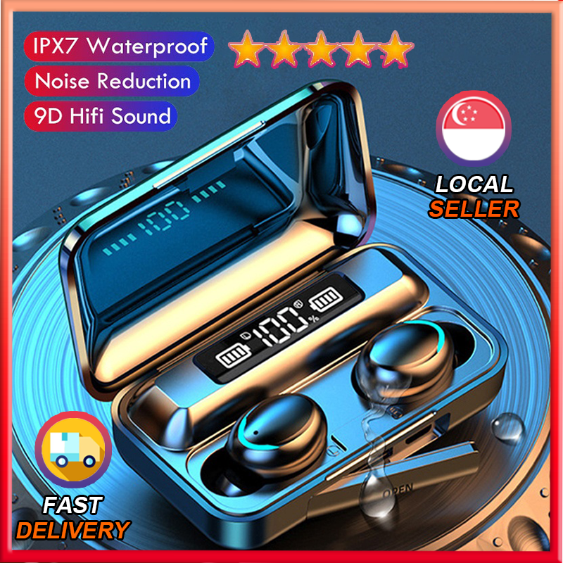 Bluetooth Earphone Wireless Earbuds 5.0 TWS Headsets Dual Earbuds Bass HIFI Sounds Handsfree headset bluetooth earphone with mic bluetooth earphone with PowerBank bluetooth earphone for android blueto