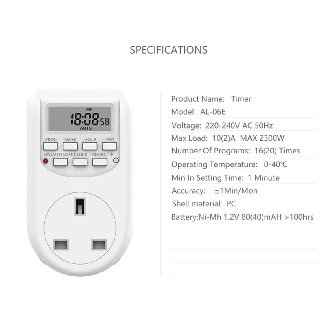 Best Discount Electronic Digital Timer Switch UK Plug Kitchen Timer Outlet 220-240V 50Hz - white UK plug