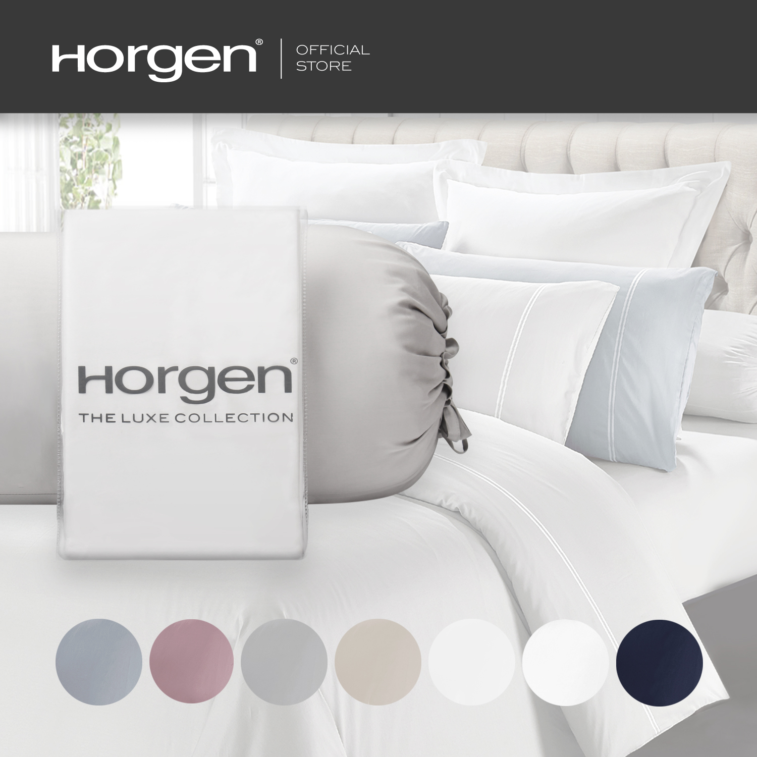 (Bolster Case) Horgen Luxe Collection Barrett Hotel Series Egyptian Cotton Bolstercase Solid Color (Fits Bolsters up to 42"/107cm)