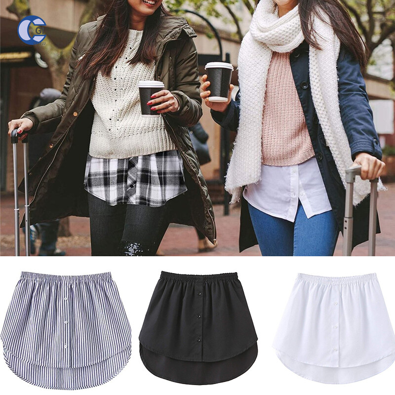 【Ready Stock】Fashion Shirt Extenders Layering Fake Top Lower Sweep Shirt Extender Asjustable Mini Skirt for Women Girls