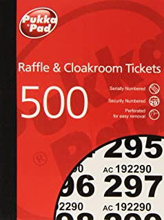 Pukka Pads RAF500 Value Cloakroom 1-500 Numbered Raffle Ticket Book (Pack of 6)